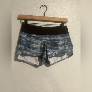 Lululemon Run Speed Short Aerial Drift Multi Black Blue Size 2